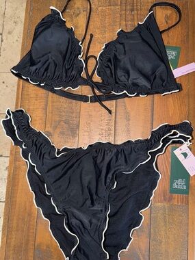 Target Black Ruffle Trim Triangle Bikini Set
